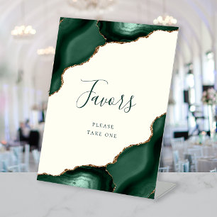 Elegant Agate Emerald Green Ivory Wedding Favours Pedestal Sign