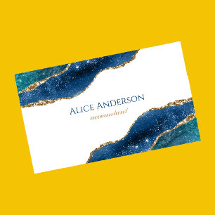 Elegant Agate galaxy BLUE gold accountant Business Business Card