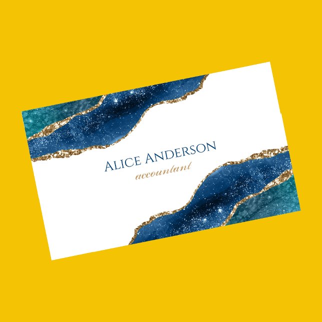 Elegant Agate galaxy BLUE gold accountant Business Card (Creator Uploaded)