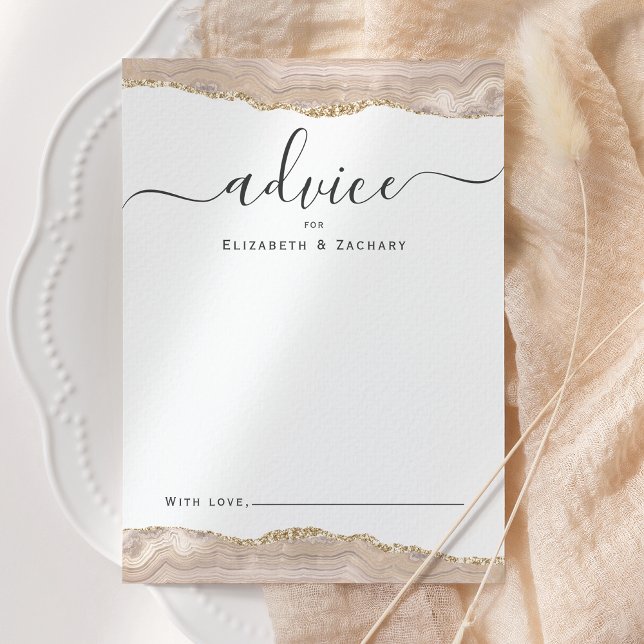Elegant Agate Ivory Gold Wedding Advice Card (Creator Uploaded)