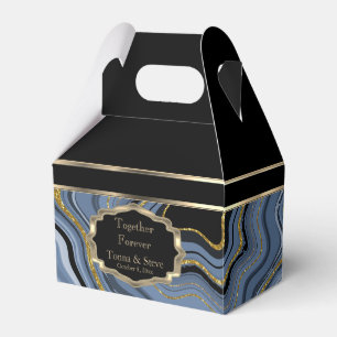 Elegant Agate Marble with Black, Gold and Blue Favour Box