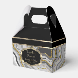 Elegant Agate Marble with Black, Gold and Grey Favour Box