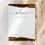 Elegant Agate Mocha Brown Gold Wedding Advice Card<br><div class="desc">This elegant design features top and bottom borders of mocha brown watercolor agate trimmed with gold faux glitter. The word "advice" appears in handwriting calligraphy script with flourishes at the beginning and end. Personalise with the names of the newlyweds in charcoal grey copperplate font. A line at the bottom provides...</div>