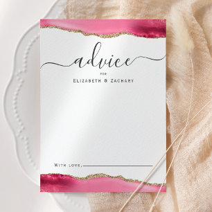 Elegant Agate Pink Gold Wedding Advice Card