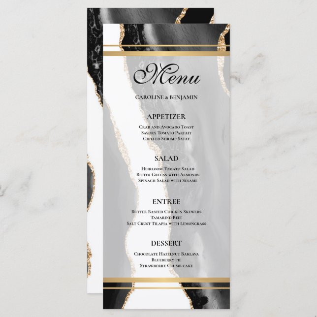 Elegant agate Wedding Menu (Front/Back)
