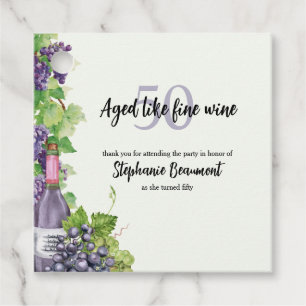 Elegant Aged Like Fine Wine 50th Birthday Party Favour Tags