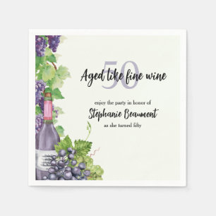 Elegant Aged Like Fine Wine 50th Birthday Party Napkin