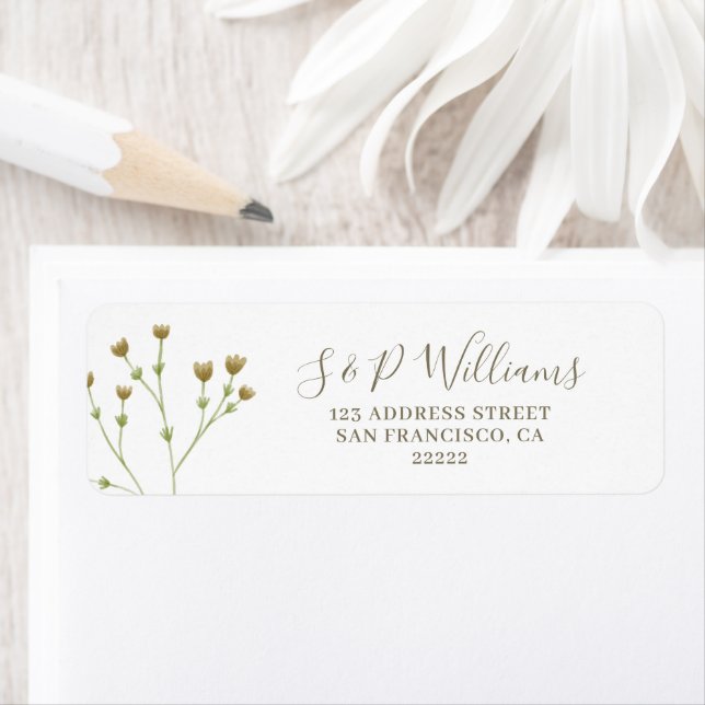 Elegant Airy Simple Wildflower Return Address Label (Insitu)