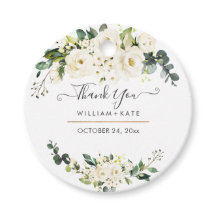 Elegant Alabaster Watercolor Roses Thank You