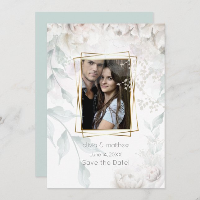 Elegant Alabaster White Peonies Invitation (Front/Back)