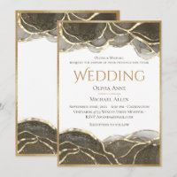 Elegant Alcohol Ink Gold Black Wedding