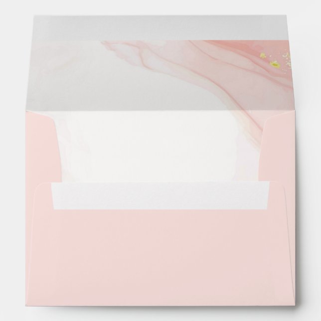 Elegant Alcohol Ink Gold Blush Pink Minimal Modern Envelope (Back (Bottom))