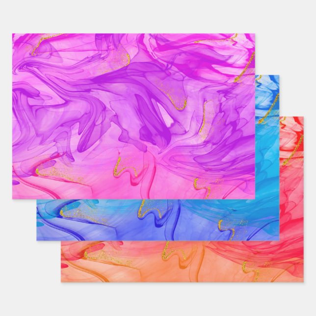 Elegant Alcohol Ink Pattern Wrapping Paper Sheet (Set)