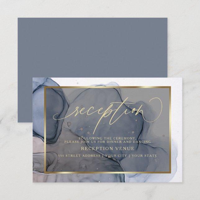Elegant Alcohol Ink Stains Reception Invitation (Front/Back)