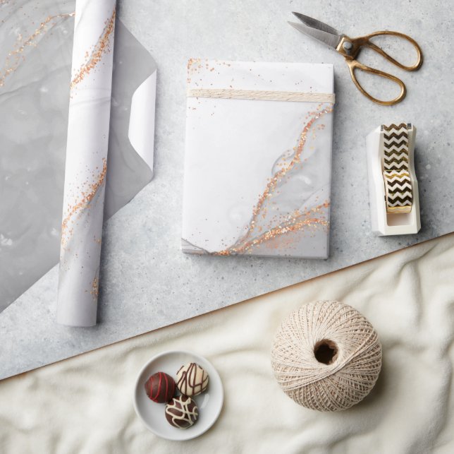 Elegant Alcohol Ink With Glitter Gold Wrapping Paper (Crafts)