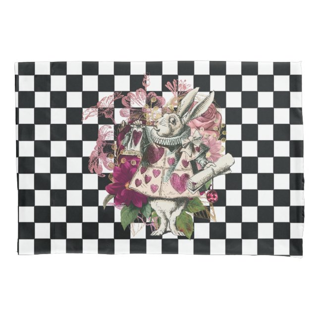 Elegant Alice in Wonderland Rabbit Pillowcase (Front)