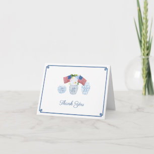 Elegant All-American Red White Blue Ginger Jar Thank You Card