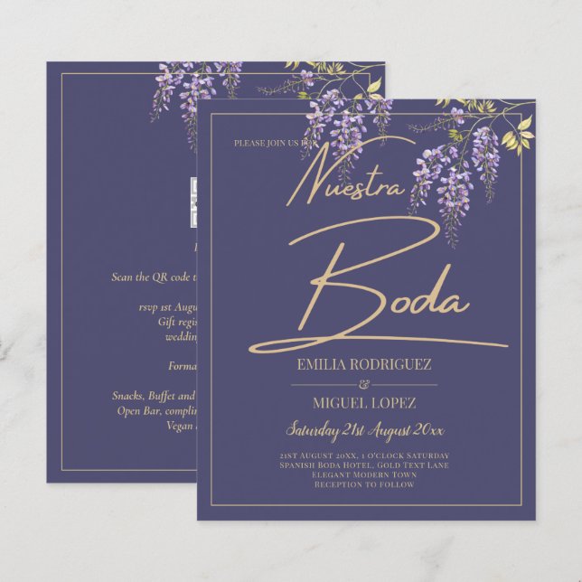 ELEGANT All-In1 Wisteria Dusty Purple Gold Wedding (Front/Back)