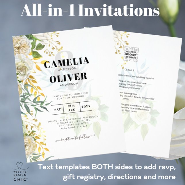 Elegant All-in-1 White Roses Botanical Wedding (Creator Uploaded)