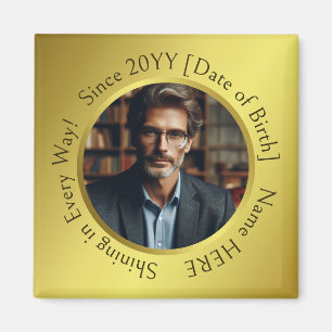 Elegant All-Occasion Customised Photo Shining Gold Magnet