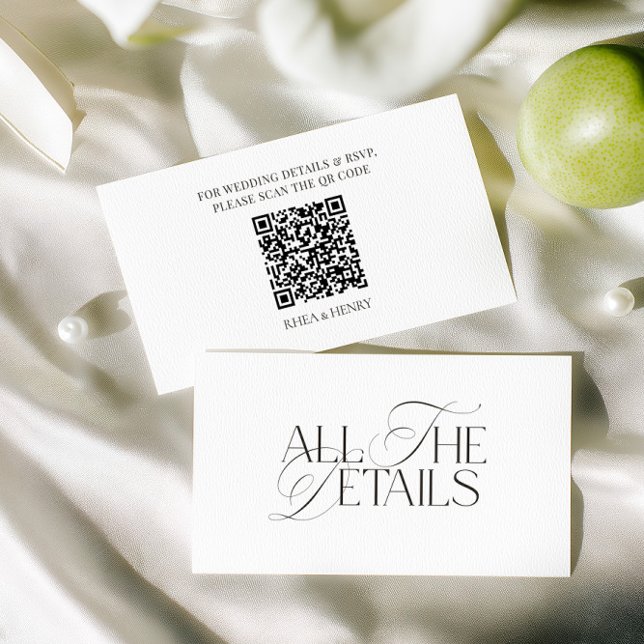 Elegant All The Details Wedding Website QR Code Enclosure Card (Elegant All The Details Wedding Website QR Code Enclosure Card)