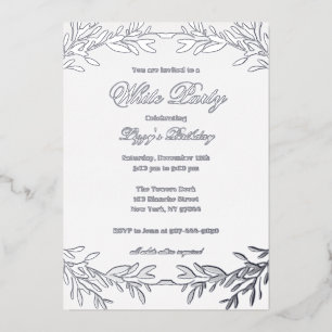 Elegant All White Party Foil Invitation