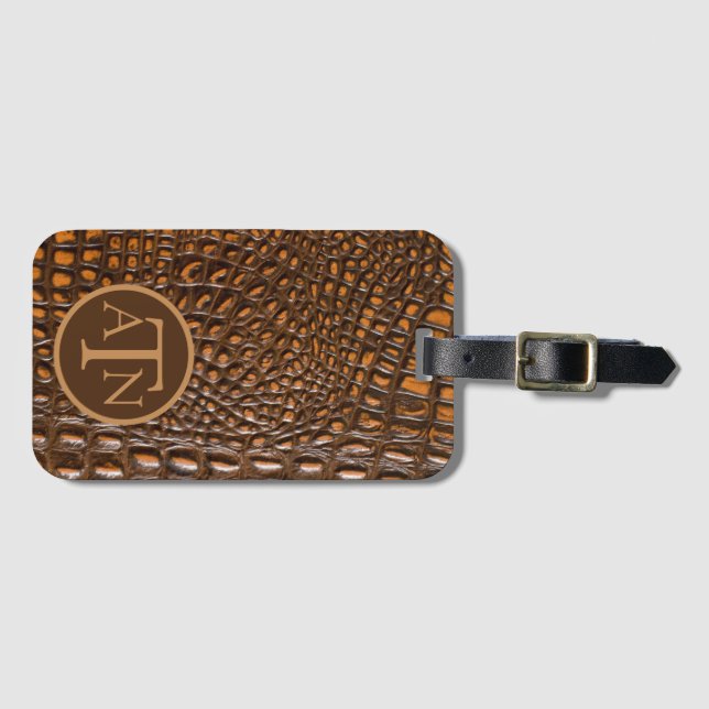 Elegant Alligator Skin Monogram  Luggage Tag (Front Horizontal)