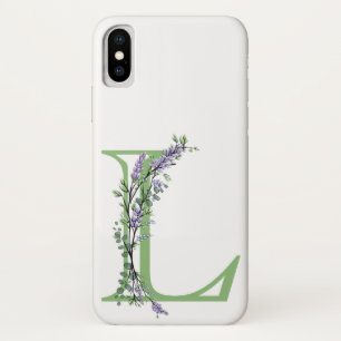 Elegant alphabet letter L Lavender Eucalyptus iPhone X Case