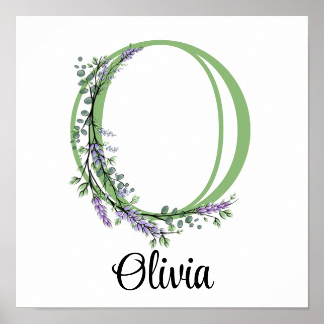 Elegant alphabet letter O Lavender Eucalyptus  Poster (Front)