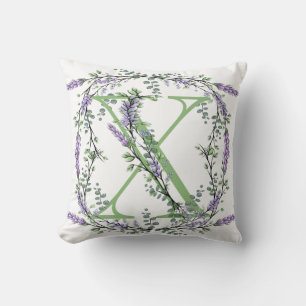 Elegant alphabet letter X Lavender Eucalyptus Cushion