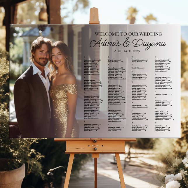 Elegant alphabetical photo wedding seating chart (Creator Uploaded)