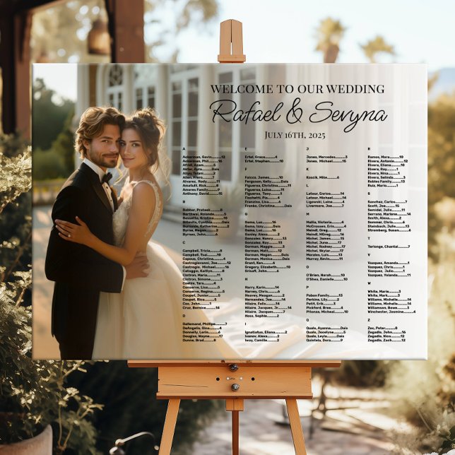 Elegant alphabetical photo wedding seating chart (Creator Uploaded)