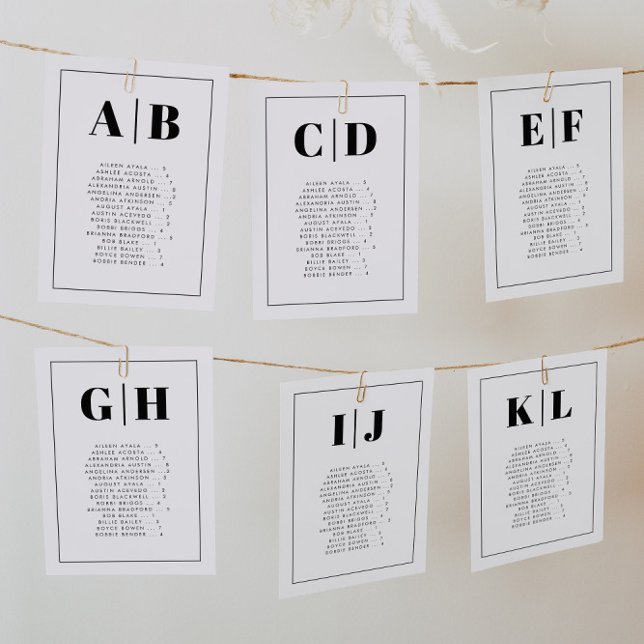 Elegant Alphabetical Seating Chart Cards (Creator Uploaded)