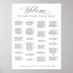 Elegant Alphabetical Seating Chart for 100 Guests