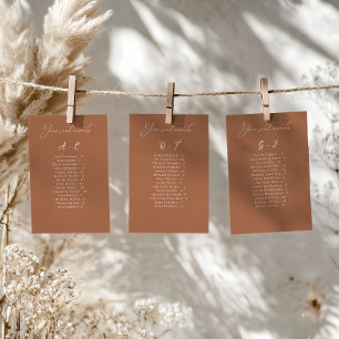 Elegant Alphabetical Wedding Seating Card