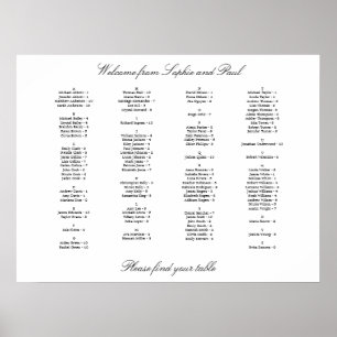 Elegant Alphabetical Wedding Seating Chart