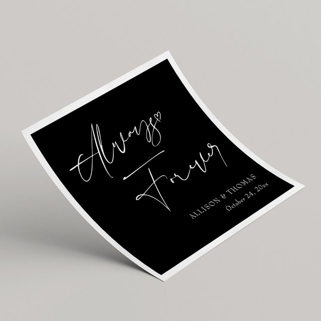 Elegant Always and Forever Black and White Wedding Napkin (Elegant Always and Forever Black and White Wedding Napkins)