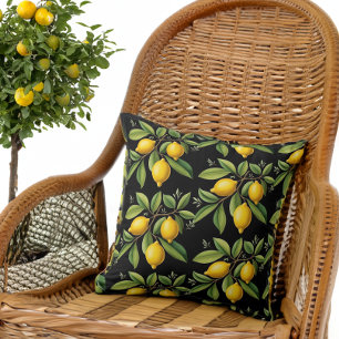 Elegant Amalfi Lemons on a Branch Cushion