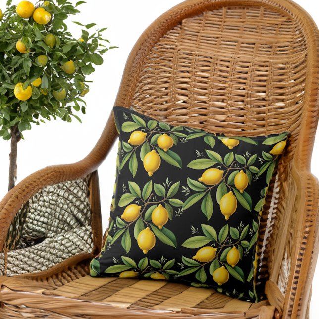 Elegant Amalfi Lemons on a Branch Cushion (Creator Uploaded)