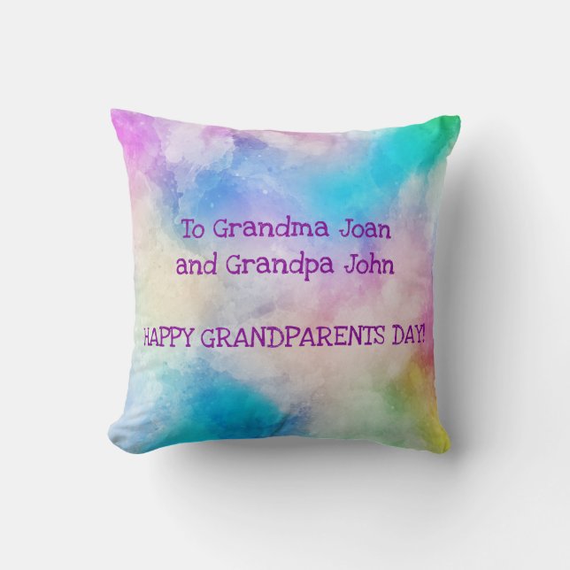 Elegant Amazing Grandparents Day Watercolor Art Cushion (Front)