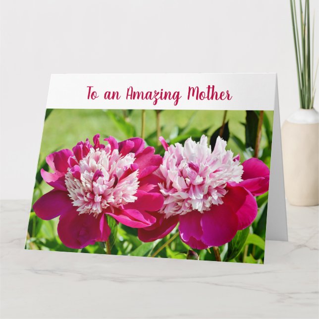 Elegant Amazing Mother Patient Kind Love Peonies Card (Front)
