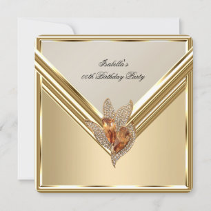 Elegant Amber Caramel Beige Gold Birthday Party Invitation