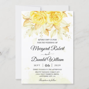Elegant Amber floral watercolor Wedding Invitation