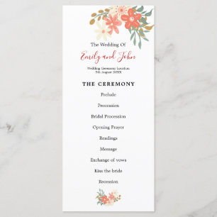Elegant Ambrose Coral Florals Wedding Program