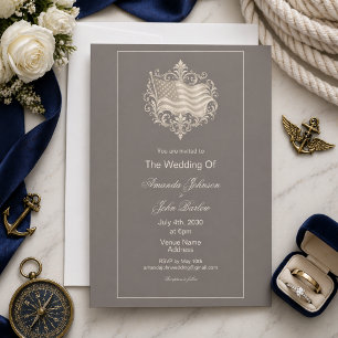 Elegant American Flag Military Honours Wedding Invitation