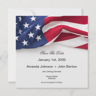 Elegant American Flag Wedding Save The Date Card