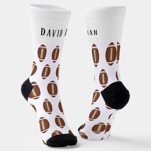 Elegant American Football Ball Monogram  Socks (Angled)