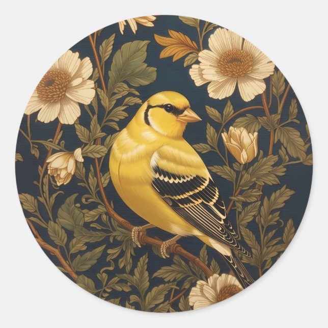 Elegant American Goldfinch  Classic Round Sticker (Front)