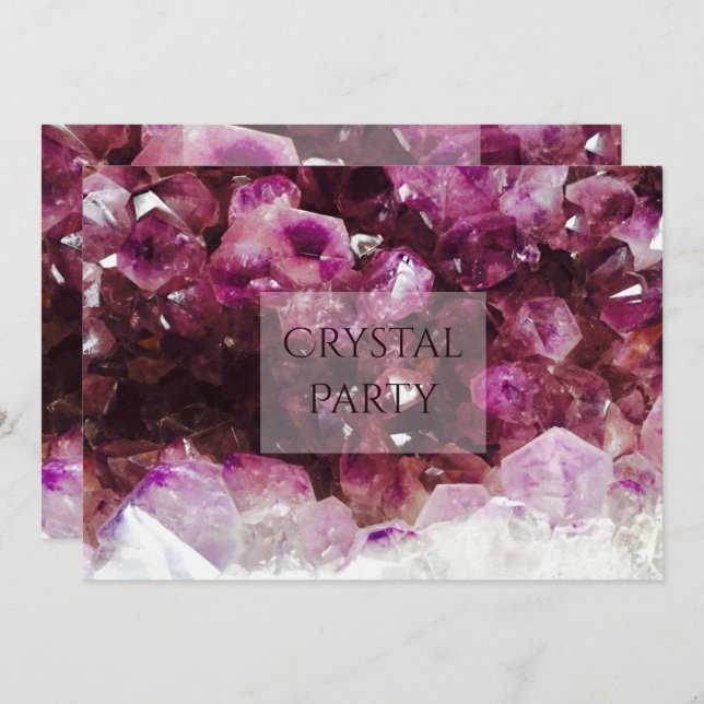 Elegant Amethyst Crystal Party Invitation (Front/Back)