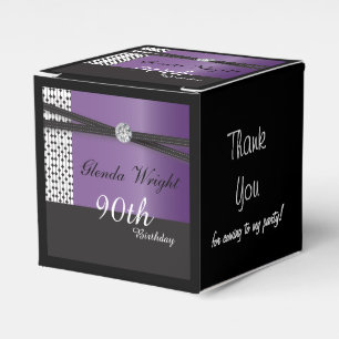 Elegant Amethyst Purple and Black Birthday Favour Box